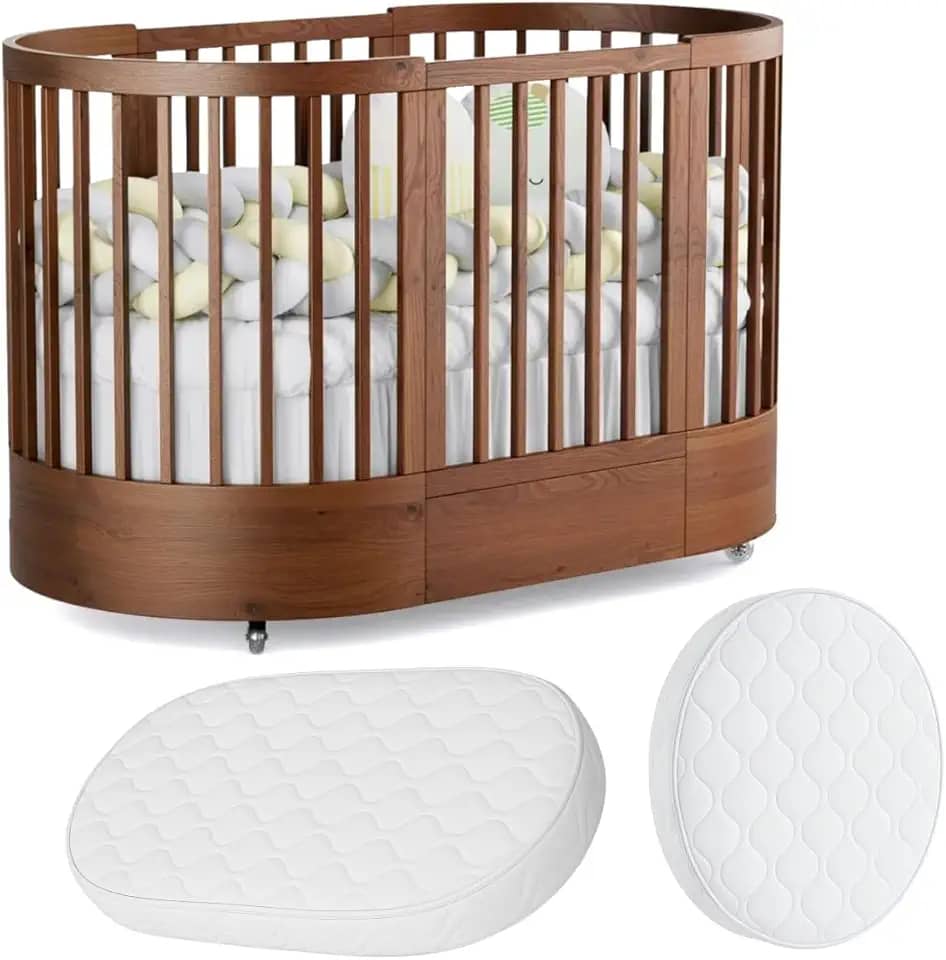 Berço Redondo Evolutivo Crescer 3 em 1 Coleção Wave Divicar Fabricado em MDF e Madeira Maciça Eucalipto (MEL)