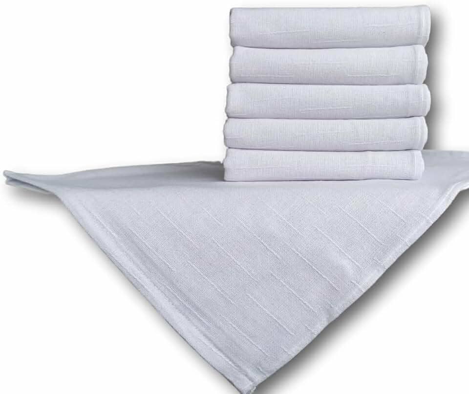 Pano de Prato Banco Trabalhado Alvejado Kit com 12 Unidades Acabamento nos 4 Lados - Em Algodão Sem Estampa, Ideal para Artesanato Gourmet (68x50cm)