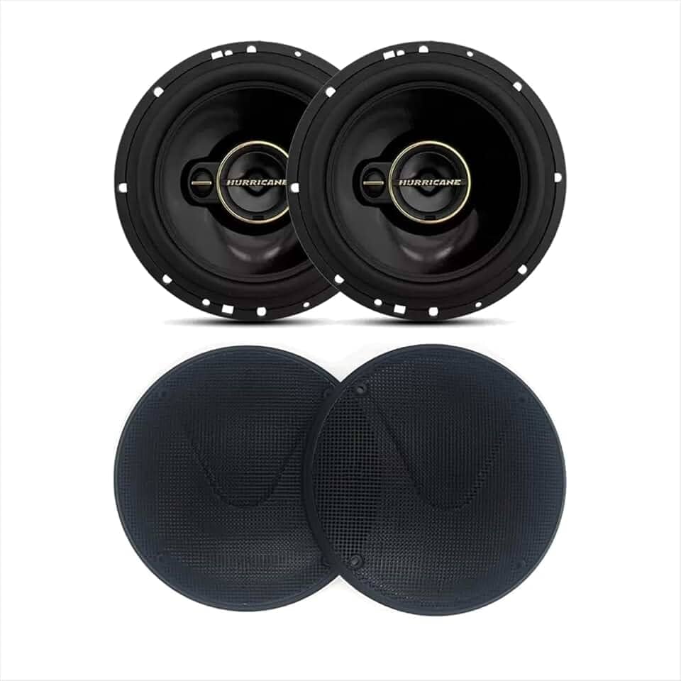 Par Alto Falante Aurum Hurricane (6 Polegadas 120W) + Tela 6 Tipo Pioneer Cor Preta para Carro, Kit TNT Full Som Automotivo
