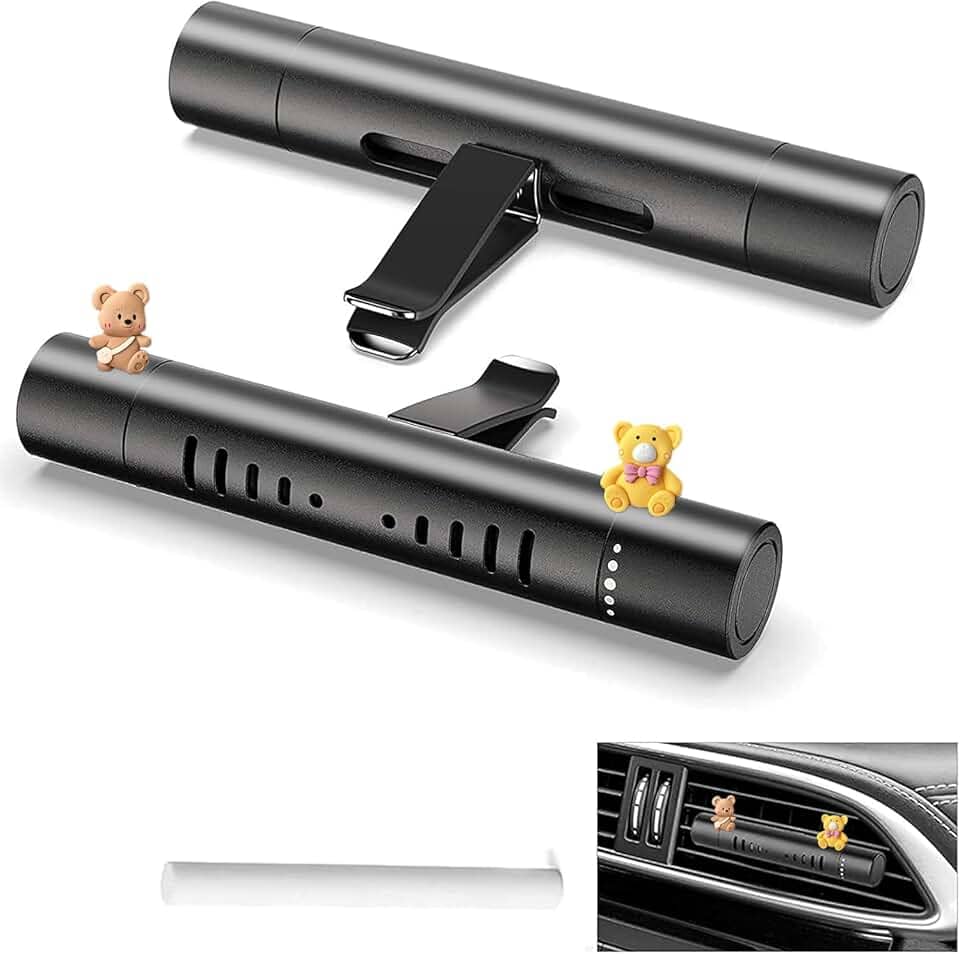 Aromatizador de Carro Unissex com Clipes para Ventilação – Perfume Automotivo Premium com Fragrâncias Naturais e 2 Bonequinhos de Silicone – Difusor de Ar e Aromaterapia (1 unidade)