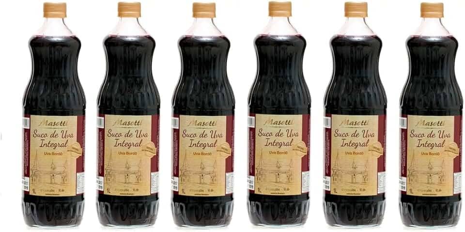 Kit 6 Garrafas Suco Integral Uva Bôrdo 1l Vinicola Masotti