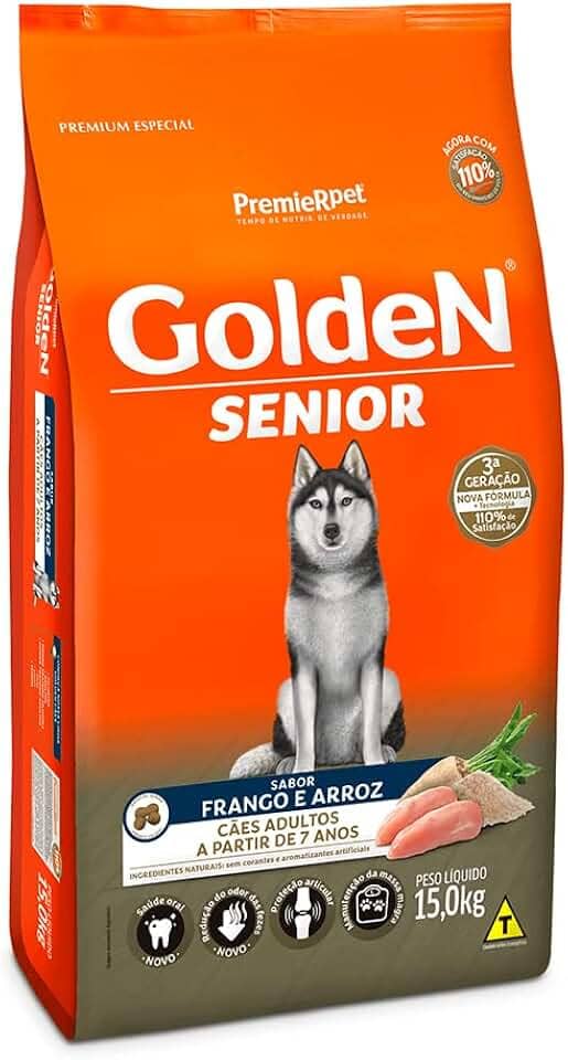 Ração Golden Fórmula Senior para Cães Adultos Sabor Frango e Arroz, 15kg Premier Pet Para Todas Grande Idosos,