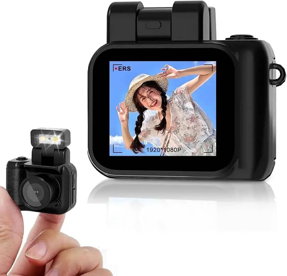 Mini Câmera Chaveiro, Câmera 1080P HD Pocket Buddy, a Menor Câmera do Mundo, Câmera Fotográfica e de Vídeo KeyCam Com 6 Filtros, Bateria de 100 Minutos, para (Com cartão de