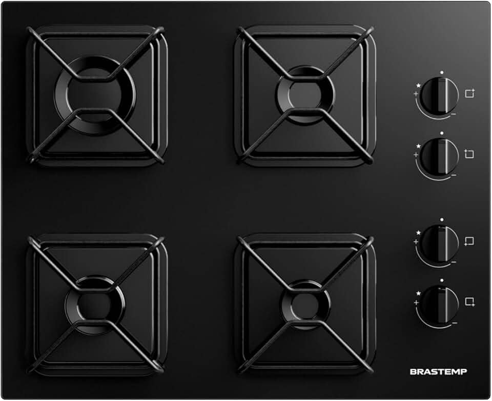 Cooktop Brastemp 4 Bocas a Gás com Grades de Ferro Aramado e Chama Simmer - BDD61BE Bivolt