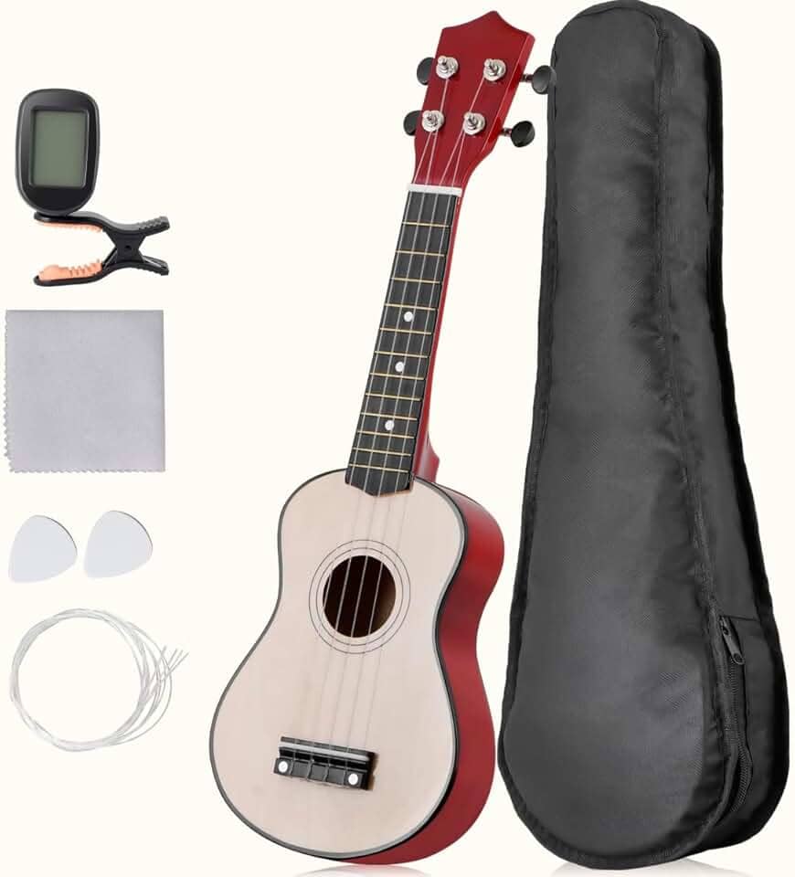 Ukulele concerto acústico Nylon infantil Profissional 4 Cordas Mini 21 Polegadas de Madeira, Instrumento Musical para Crianças e Iniciantes a Partir de 3 Anos