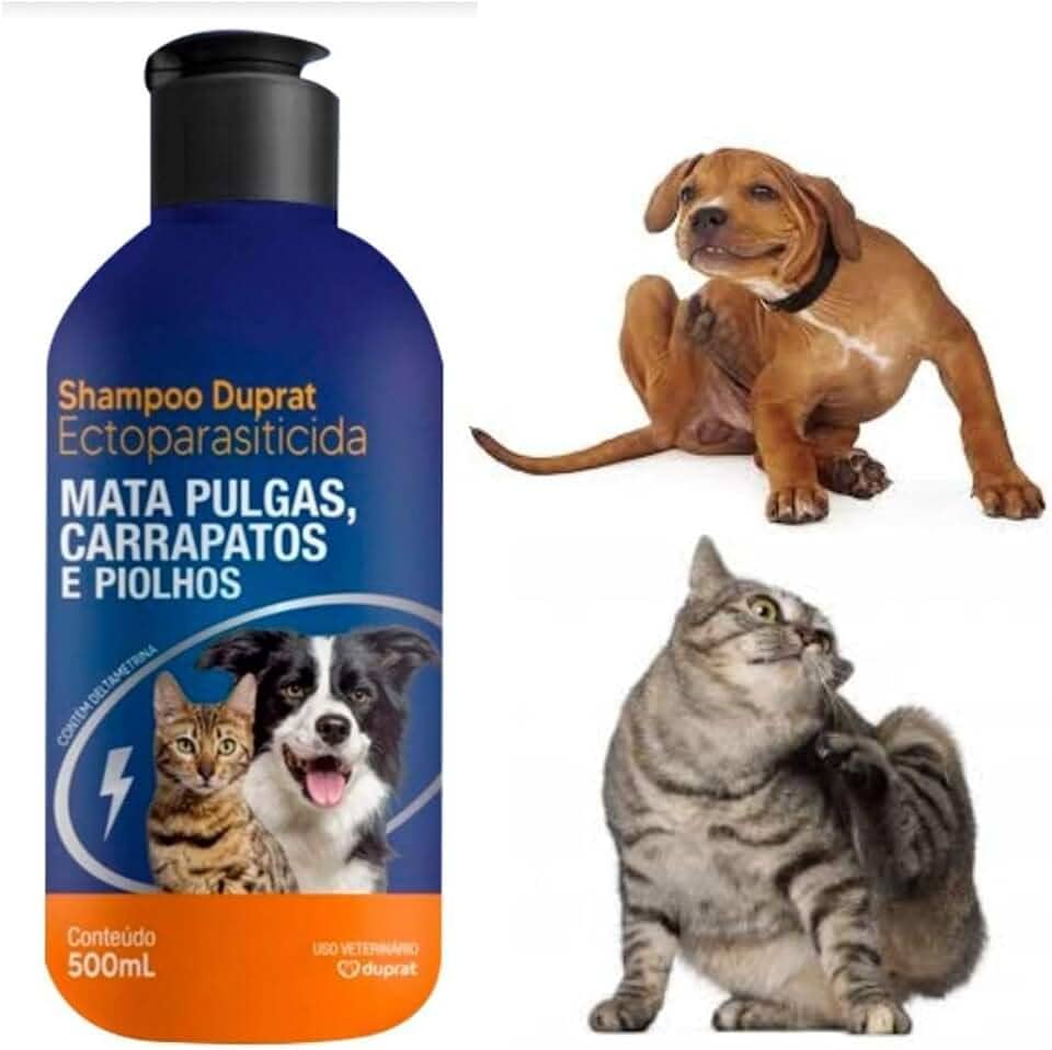 Shampoo Antipulgas Ectoparasiticida Duprat 500ml para Cachorros e Gatos Pulgas Carrapatos Piolhos