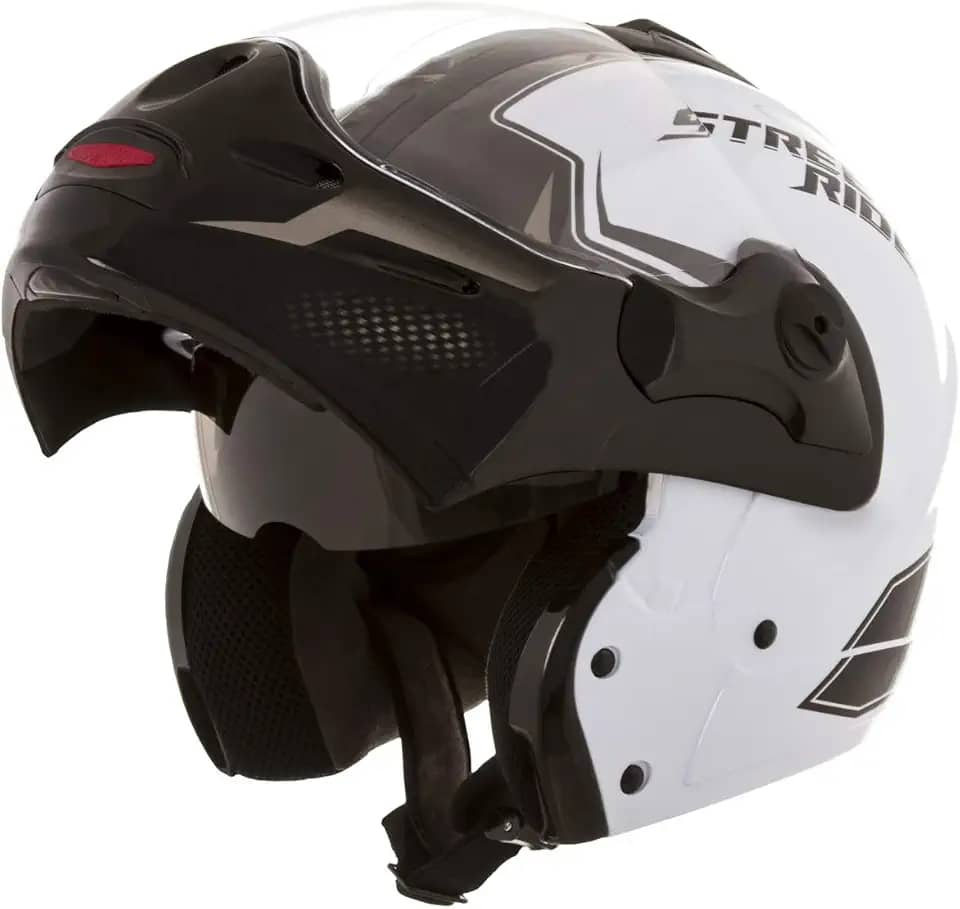 Capacete de Moto Mixs MX Captiva Route Brilhante Com Viseira Interna Solar Óculos de Sol Articulado Escamoteável Robocop Cinza Com Cinza