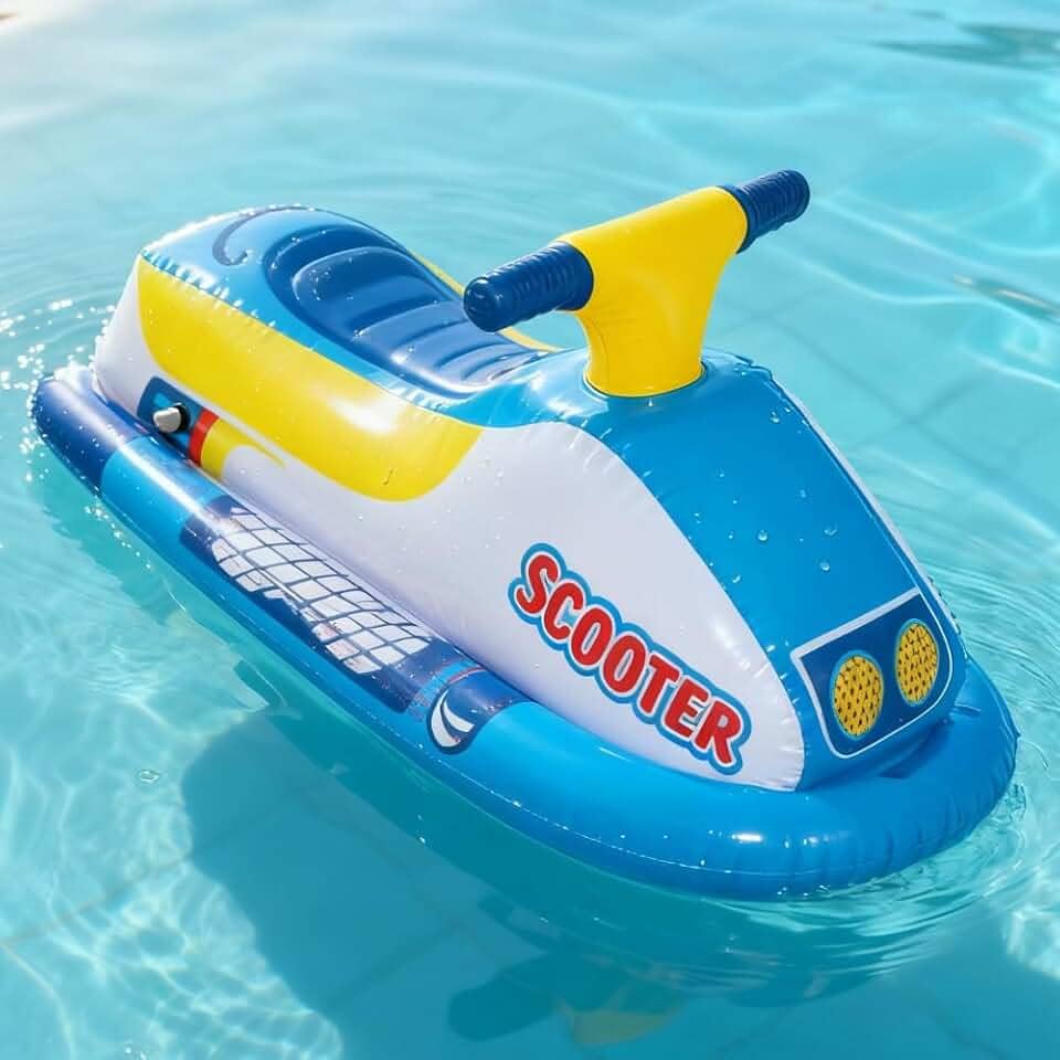 Bóia Inflável Infantil para Piscina Estilo Jet Ski/Scooter 91x51 cm, Diversão de Verão, Uso Infantil, Para Praia e Piscina, Fácil de Transportar e Guardar