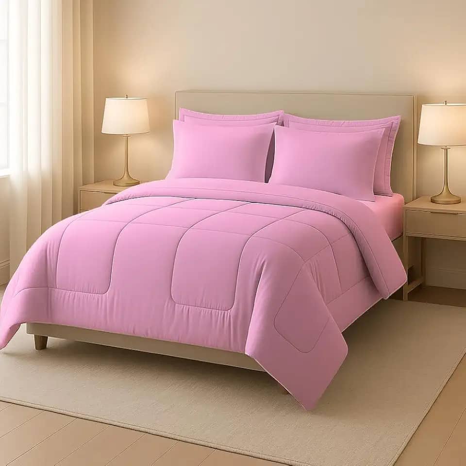 Kit Edredom Casal Jogo de Cama Leve Para Verão (6 Peças, Rose)