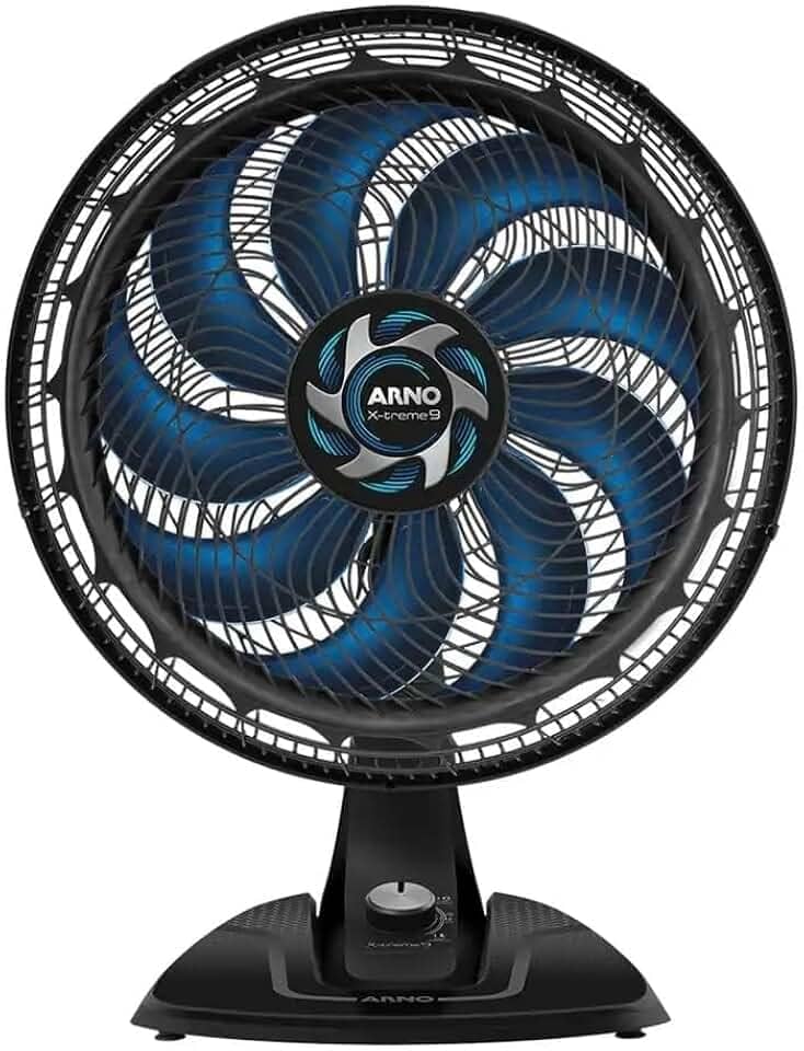 Ventilador de Mesa Arno X-TREME 9 40cm VE90, 160W, 9 Pás, 3 Velocidades, Oscilação 80º, Power Zone, Modo Sono Tranquilo, 220V