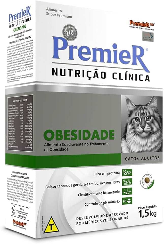 Ração Premier Nutrição Clínica Obesidade para Gatos Adultos - 1,5kg Premier Pet