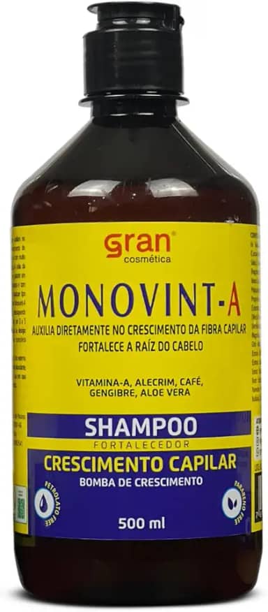 Shampoo Monovin A Fortalecimento e Crescimento Capilar Acelerado 500ml Gran Cosmética