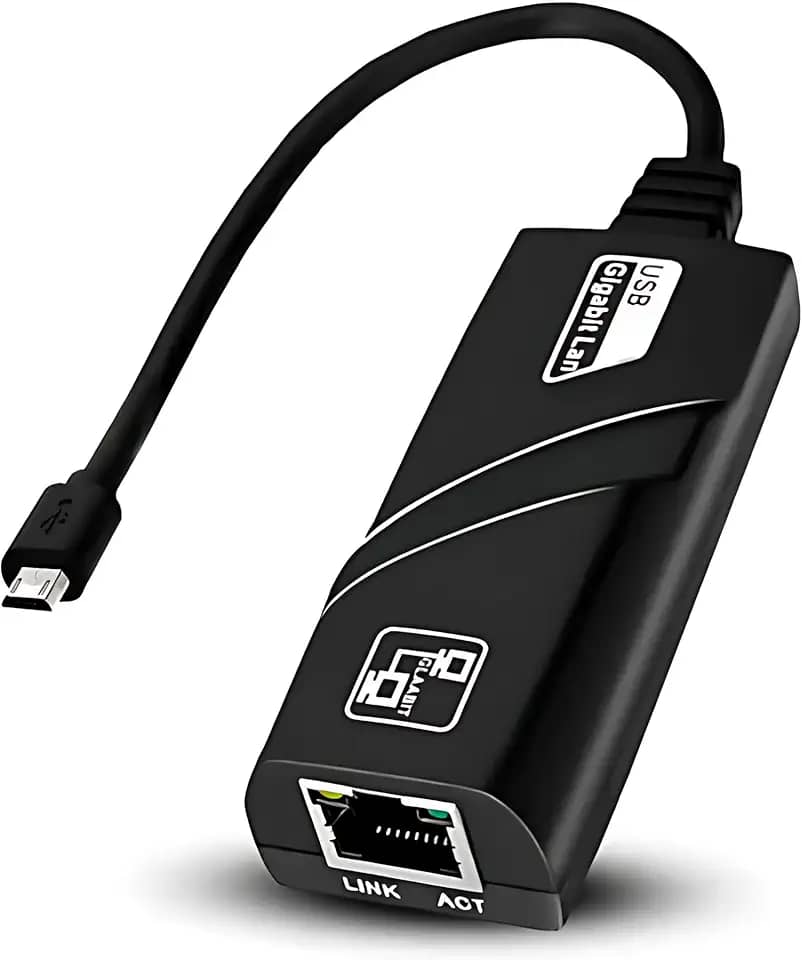 Adaptador de Rede Micro USB para RJ45 Ethernet 10/100 Mbps com Chip Integrado – Plug & Play Compatível com Celulares e Tablets Android OTG