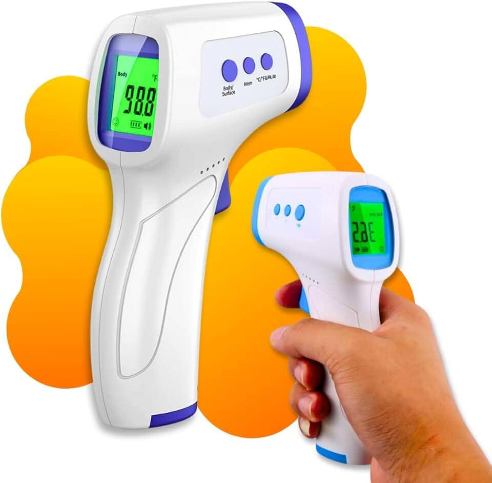 Termômetro digital infravermelho 3 em 1 sem contato. Alta precisão para testa, corpo, líquidos e alimentos. LCD com alarme de febre – Qualidade Premium LNSTORE