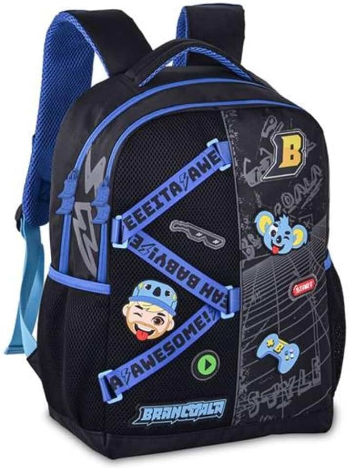 Mochila Bolsa de Costas Brancoala Youtuber Gamer Infantil Juvenil Escolar Passeio Viagem Reforçada Preto
