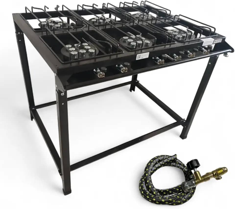 Fogão Industrial Completo 6 Bocas Alta Pressão – Mangueira, Registro e Estrutura Reforçada