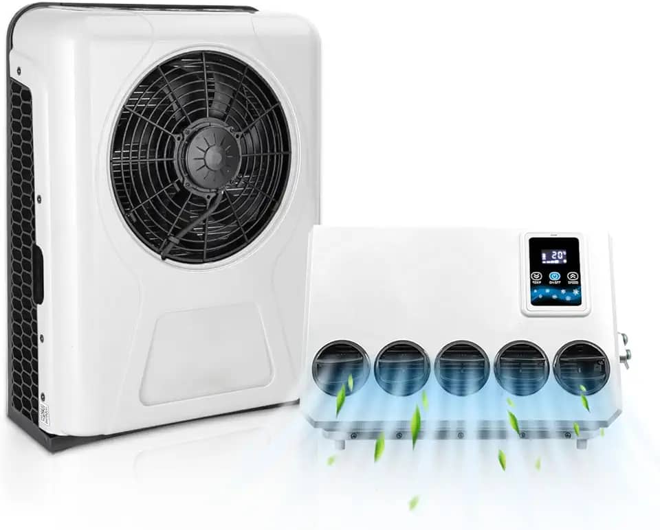 Incluindo Tarifas 12V Electric RV Truck Camper Van Ar Condicionado Nova Energia Elétrica Automotiva Dividida Ar Condicionado AC Unidade 12V para caminhão, semi-caminhões, RV, Van AC 10500BTU