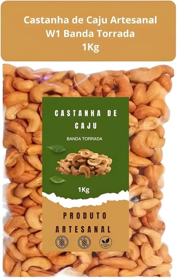 Castanhas De Caju Torradas Em Bandas 1kg Sem Sal - Mn Plus