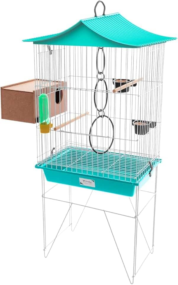 Viveiro Gaiola Calopsita Epóxi Agapornis Aves com Ninho Criadeira Acessórios Vivo Pet (Verde)