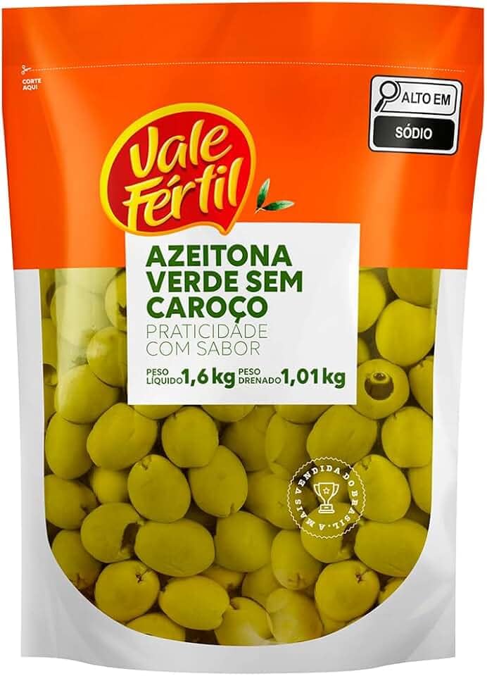 Azeitona Verde Inteira Sem Caroço Argentina - 1 kg