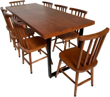 Conjunto de Mesa Jantar Melissa 200X80 com 8 cadeiras/Marrom/Marrom - Reisol Móveis