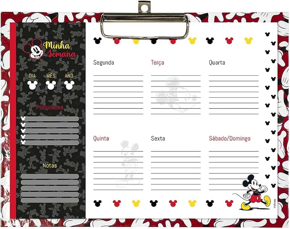 Mickey 3429 Prancheta com Planner Semanal