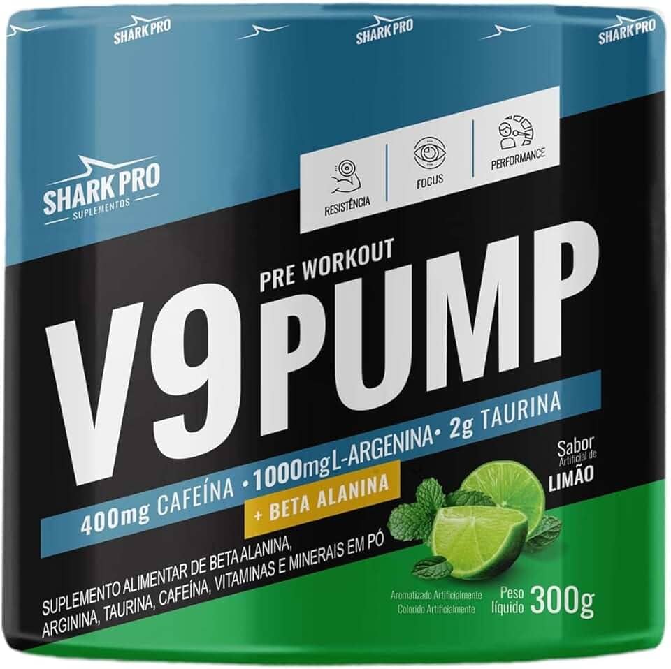 V9 Pump Pré Treino Suplemento Creatina Arginina Taurina D3 - Limão