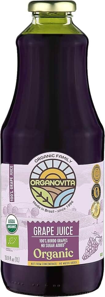 Suco de Uva Integral Orgânico 100% Bordô - Organovita 1L - Natural, Sem Conservantes, Rico em Antioxidantes e Vitaminas