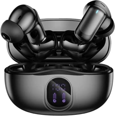 Fones de Ouvido Bluetooth Sem Fio 60 Horas de Reprodução Fones de Ouvido Esportivos IPX5 À Prova D'Água Fones de Ouvido de Graves Profundos para iOS Android, Preto