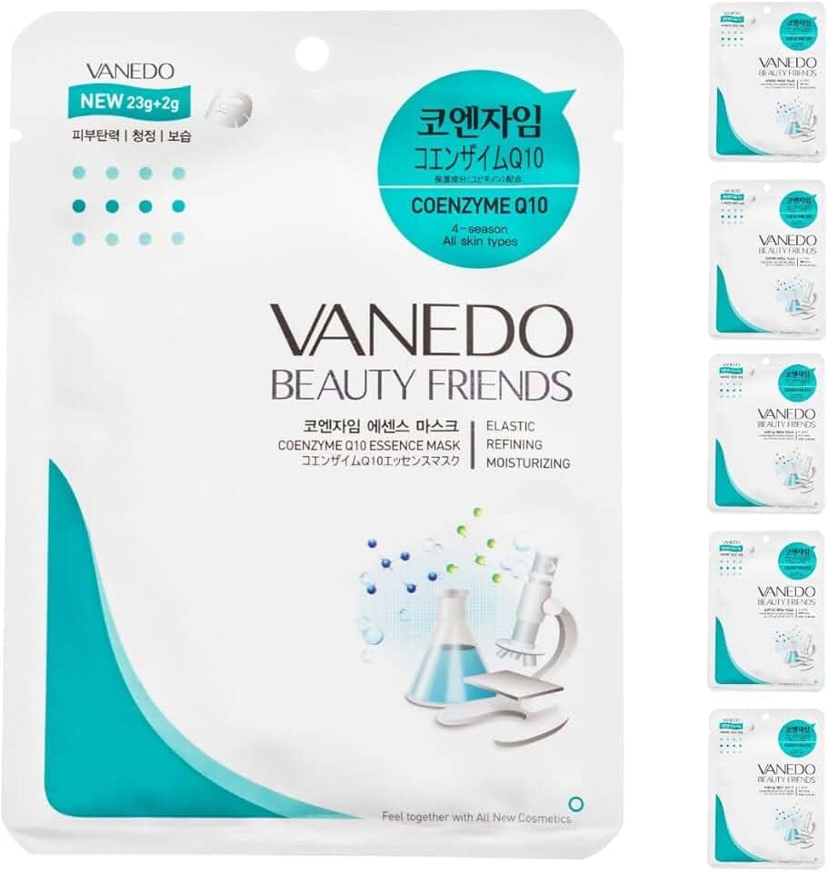 Kit 6 Unidades Máscara Hidratante Facial Coreana Beauty Friends - Coenzima Q10