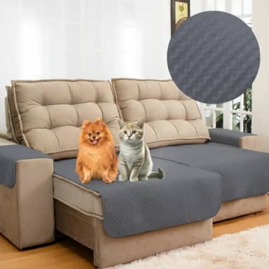 Capa Protetora De Sofá Anti Arranhão Gato Retrátil 2,20 Cinza Escuro