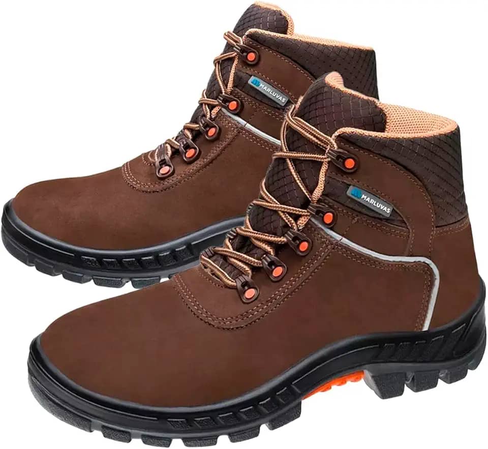 Bota botina Segurança Ocupacional EPI Marluvas Linha Premier 75BPR-PVC cabedal em Nobuck Bico PVC e solado Bidensidade com Estabilizador