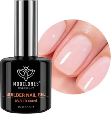 Modelones Builder Gel para unhas, 8 em um, Nude Builder, lâmpada LED curada, espessamento, fortalecimento do ápice, extensão, base de borracha colorida, gel de esmalte, cola em frasco para salão de beleza caseiro DIY para meninas