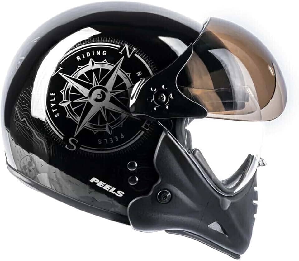 Capacete Peels F-21 North Preto - Grafite com Viseira, Design Bússola Náutica, Proteção Integral