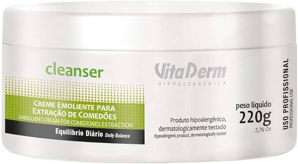 Vitaderm Creme Emoliente Para Extração De Comedões Cleanser 220G