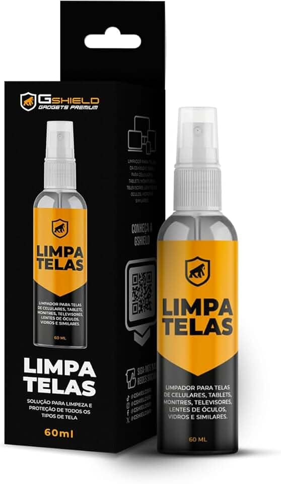 Gshield Kit Spray Limpa Telas Bactericida com Flanela de Microfibra Peluciada para Limpeza de Celular, Notebook, TV, Tablet, Óculos, Legalizado ANVISA, Grip Clean (60ml)