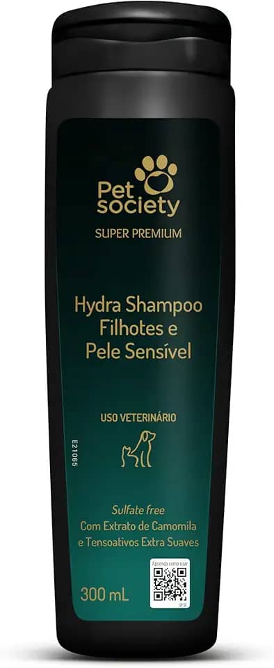 Pet Society Super Premium Shampoo Filhotes e Pele Sensível Para Cães e Gatos - 300 mL