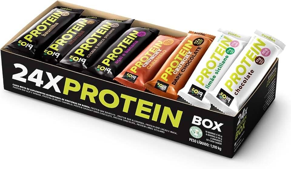 Protein Box biO2 - Caixa Mista com 24 Barras de Proteína, 8 sabores, Vegana e sem Glúten