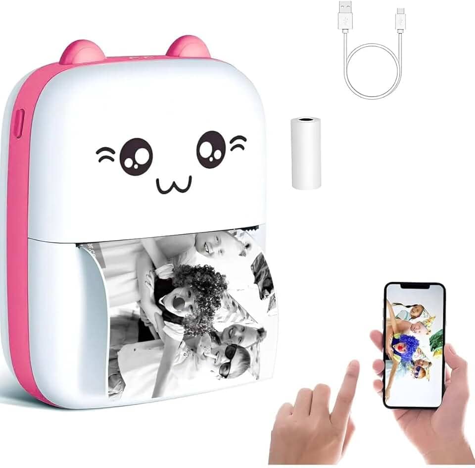 Mini Impressora Bluetooth Portátil – Máquina de Fotos e Adesivos Personalizados