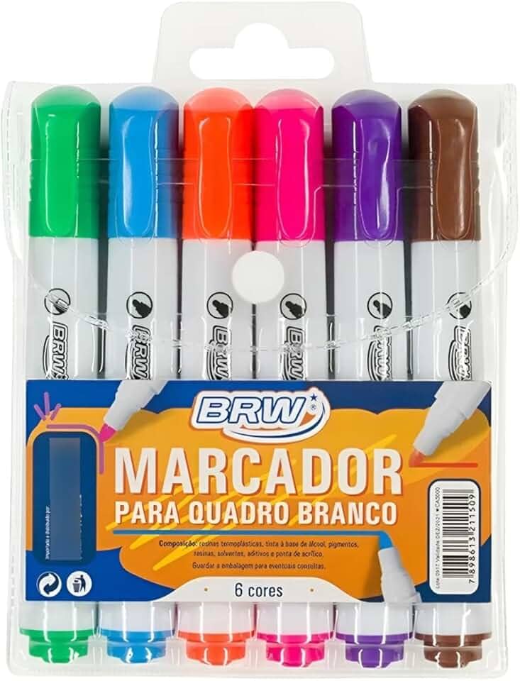 Marcador Pincel Para Lousa Quadro Branco, 6 Cores Sortidas