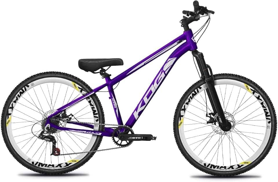 Bicicleta Aro 26 Rebaixada Freeride para Grau, Quadro em Alumínio, Relação 1x7, Aros Vmaxx Coloridos, Pedivela 34D, Suspensão 80mm