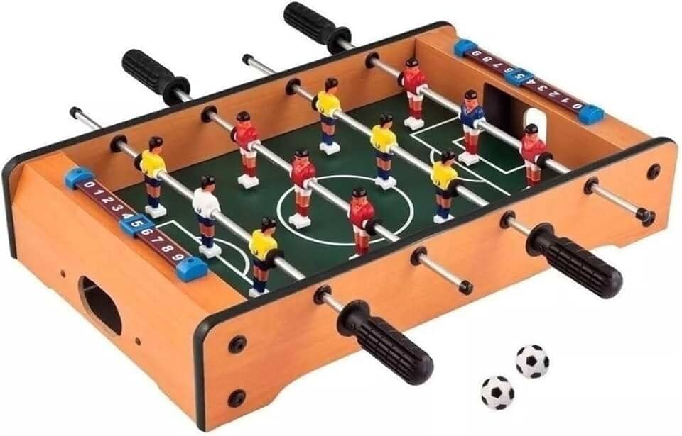 Pebolim Jogo de Futebol de Mesa Portátil Completo 12 Jogadores 31x51cm Placar e Bolas