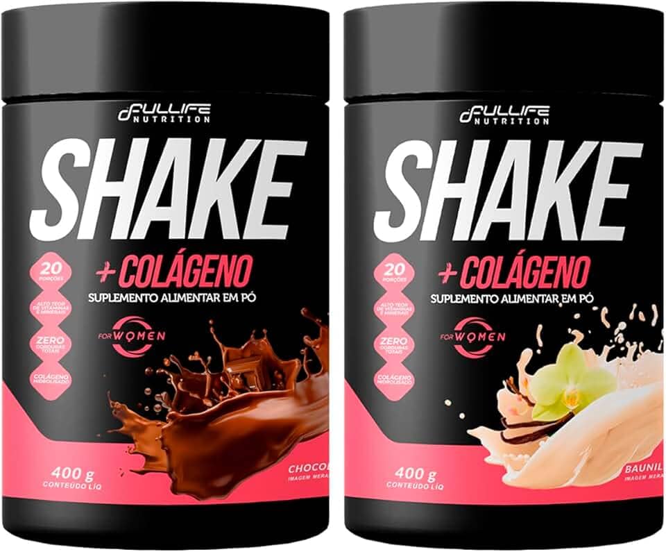 Shake Substituto de Refeição Com Colágeno Fullife 400g 2 Unidades (400g, Chocolate e Baunilha)