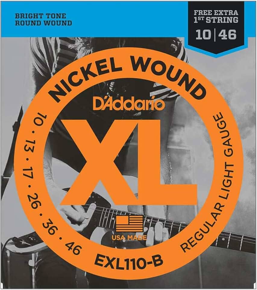 Encordoamento Para Guitarra .010-.046 Com Corda Extra PL010 D'Addario XL Nickel Wound EXL110-B