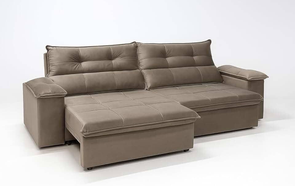 Sofá Aconchegante 3 Lugares Reclinável e Retrátil Bel Veludo LIMOV (Capuccino, 2,00m)