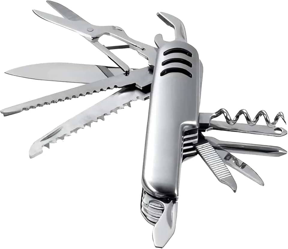 Canivete Suíço Multifuncional 11 Funções Aço Inoxidável 15cm Aberto e 9cm Fechado Compacto Resistente e Ideal para Camping Pesca e Viagem