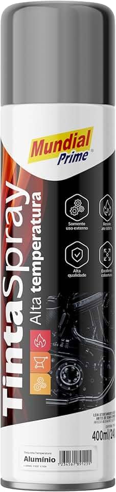 Tinta Spray Alta Temperatura 400ml, MUNDIAL PRIME, Aluminio, AE01000098