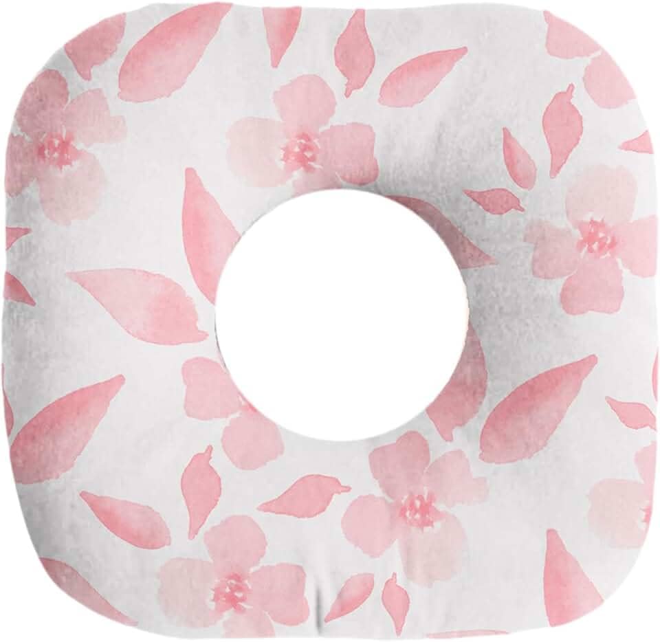 Travesseiro para piercing de orelha, almofada tipo donut com furo, almofada respirável para dormir de lado, protetor de orelha para quem dorme de lado, Flor Rosa
