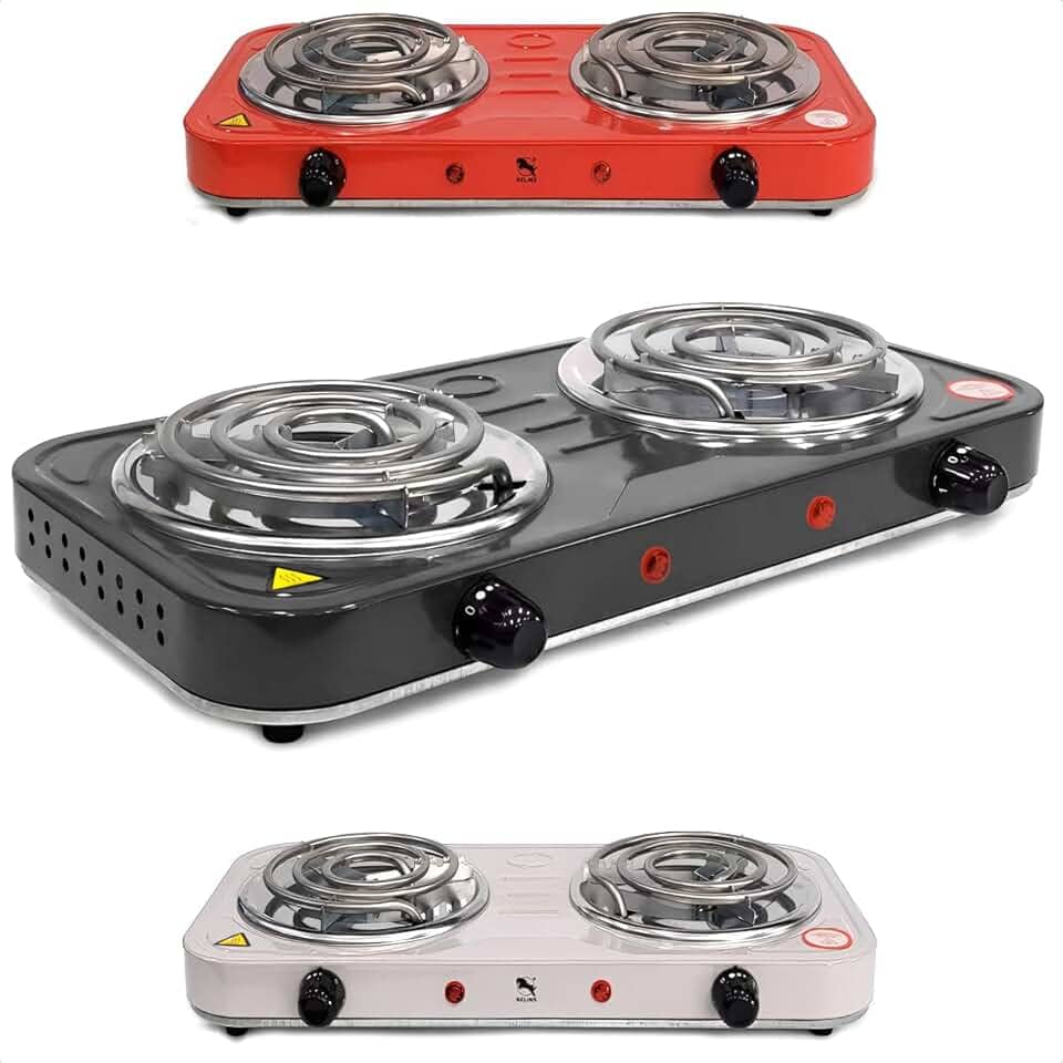 Fogão Elétrico Fogareiro Portátil Cooktop 2 Bocas 2000w 220V (VERMELHO)