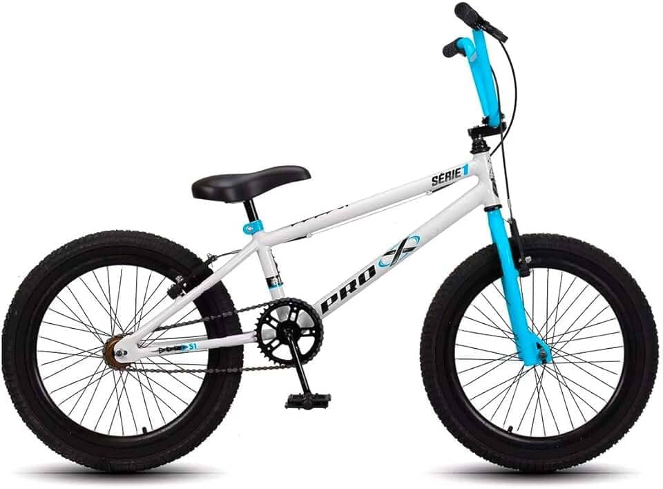 Bicicleta Aro 20 BMX Pro-X Série 1 Freestyle - Branco e Azul